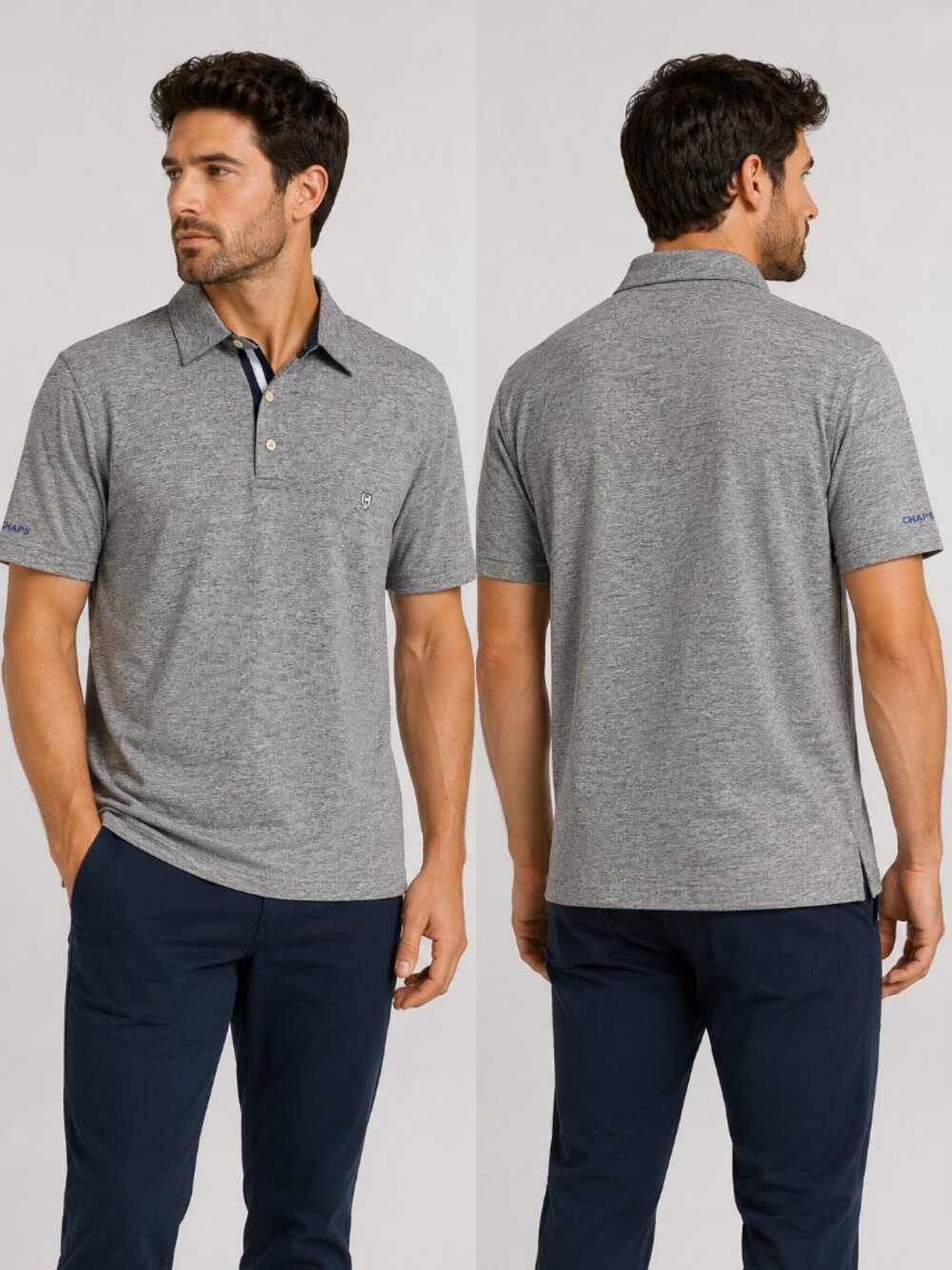 Chaps Golf Men's Heather Gray Performance Polo Shirt - Size Large